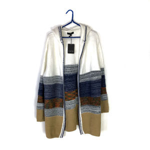 Fate Striped Hoodie Fuzzy Cardi Sweater 